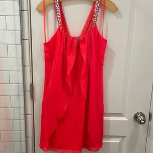 Bright pink dress with silver jewels